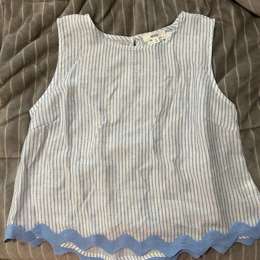 Mine Blue and White Striped Top